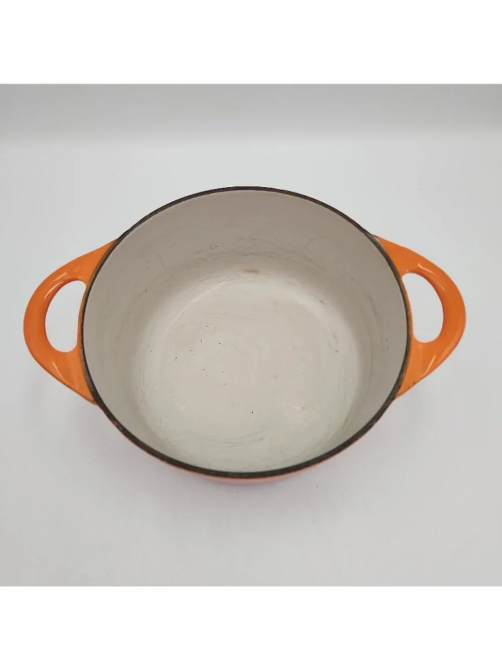 Vintage Cousances Le Creuset Flame Orange Cast Iron 16 Round Dutch Oven 3 Qt